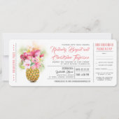Boarding Pass Floral Pineapple Trouwtickets Kaart (Voorkant)
