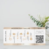 Boarding Pass Geïllustreerde Trouwtijdlijn RSVP Kaart (Staand voorkant)