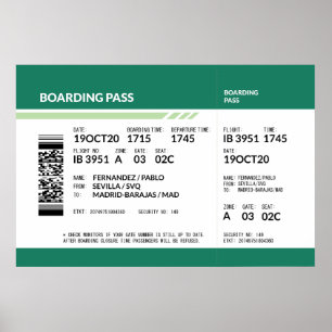 Boarding Pass - Groen Poster