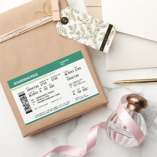 Boarding Pass - Groen Rechthoekige Sticker (Geschenken)