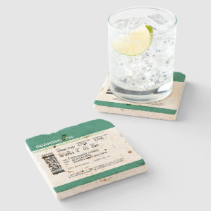 Boarding Pass - Groen Stenen Onderzetter