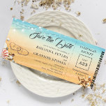 Boarding Pass Hearts in Sand Save the Date Invitat<br><div class="desc">Laissez votre amour l'un pour l'autre prendre le voyage d'une vie et commencer la célébration avec ce merveilleux tropical enregistrer le billet de voyage de date! Parfait pour le couple amoureux de la plage, ce design époustouflant présente un arrière - plan rustique, jaune sombre à bleu aquarelle, des décorations d'étoiles...</div>