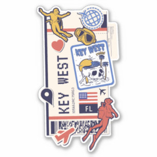 BOARDING PASS KEY WEST FLORIDA USA STICKER