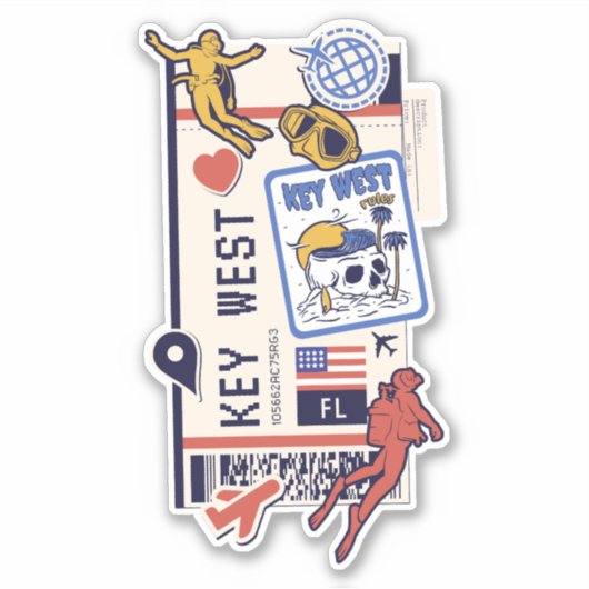 BOARDING PASS KEY WEST FLORIDA USA STICKER (Voorkant)