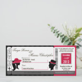 Boarding Pass Linnen bruiloft uitnodiging Formele (Staand voorkant)