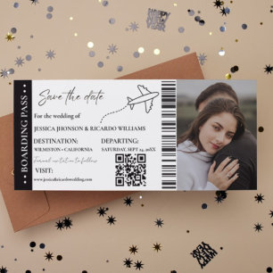 Boarding pass Minimalist bewaart het datumticket Save The Date