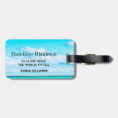 Boarding Pass Ocean Sky Scene Blauw Bagagelabel (Achterkant horizontaal)