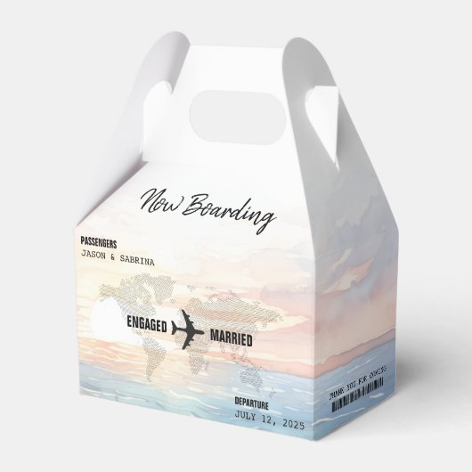 Boarding Pass Ocean Sunset Destination Wedding Bedankdoosjes (Voorkant Zijde)
