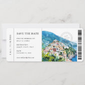 Boarding Pass Positano Amalfi kust bruiloft Save The Date (Voorkant)