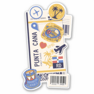 BOARDING PASS PUNTA CANA DOMINICAANSE REPUBLIEK STICKER