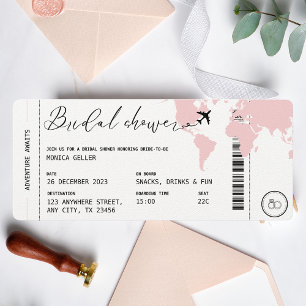 Boarding Pass Reizen Vrijgezellenfeest Blush Roze Kaart