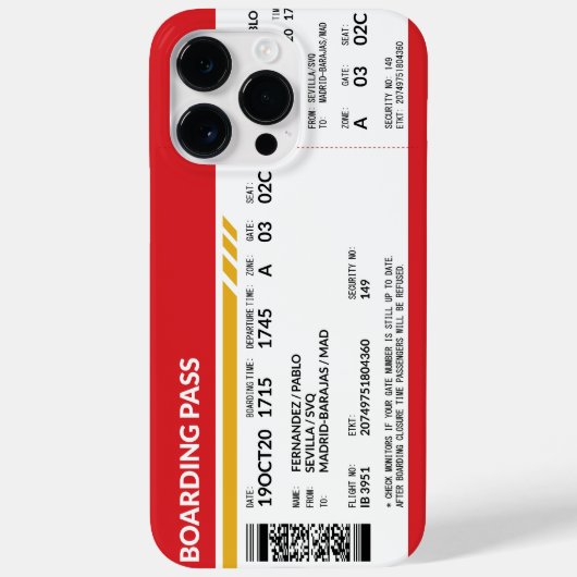 Boarding Pass - Rood Case-Mate iPhone Case (Achterkant)