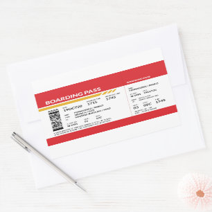 Boarding Pass - Rood Rechthoekige Sticker