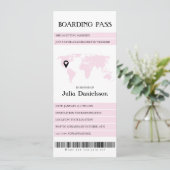 Boarding Pass Roze Bachelorette Weekend Route Kaart (Staand voorkant)