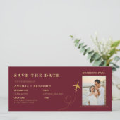 Boarding Pass Save the Date | Destination Wedding  Kaart (Staand voorkant)
