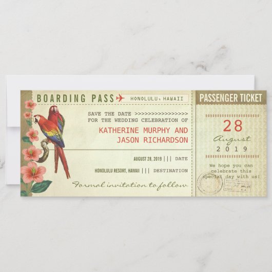 boarding pass save the date tickets (Devant)
