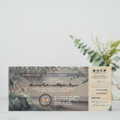 Boarding Pass String String Lights Wedding Ticket Kaart (Staand voorkant)