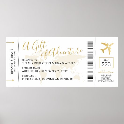 Boarding Pass Ticket Travel Gift Poster (Voorkant)