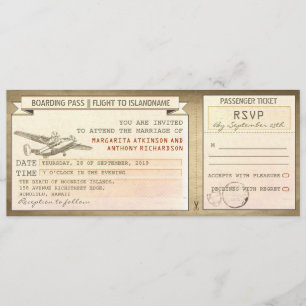 Boarding Pass tickets - vintage huwelijksuitnodigi Kaart