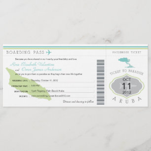 Boarding Pass to Aruba Wedding Invitation Kaart