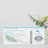Boarding Pass to Aruba Wedding Invitation Kaart (Staand voorkant)