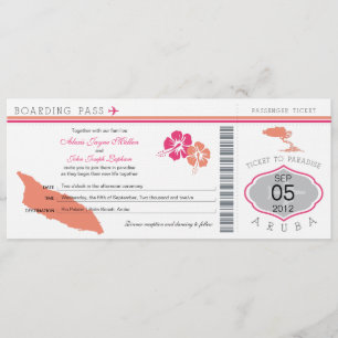 Boarding Pass to Aruba Wedding Invitation Kaart