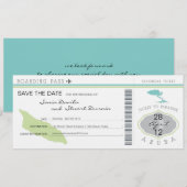 Boarding Pass to Aruba Wedding Invitation Save The Date (Voorkant / Achterkant)