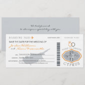 Boarding Pass to Cyprus Wedding Invitation Save The Date (Voorkant / Achterkant)