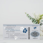 Boarding Pass to Hawaii Grey and Blue Kaart (Staand voorkant)