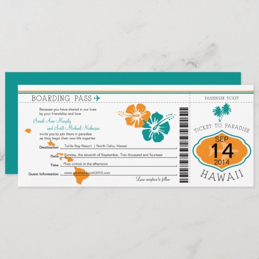 Boarding Pass to Hawaii Kaart (Voorkant / Achterkant)
