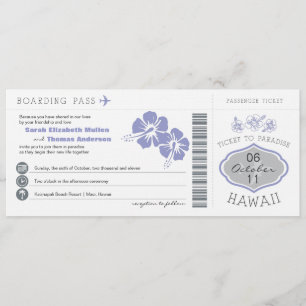 Boarding Pass to Hawaii Wedding Invitation Kaart