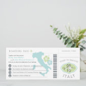 Boarding Pass to Italy Wedding Invitation Kaart (Staand voorkant)