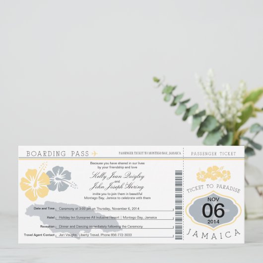 Boarding Pass to Jamaica Kaart (Staand voorkant)