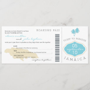 Boarding Pass to Jamaica Wedding Invitation Kaart