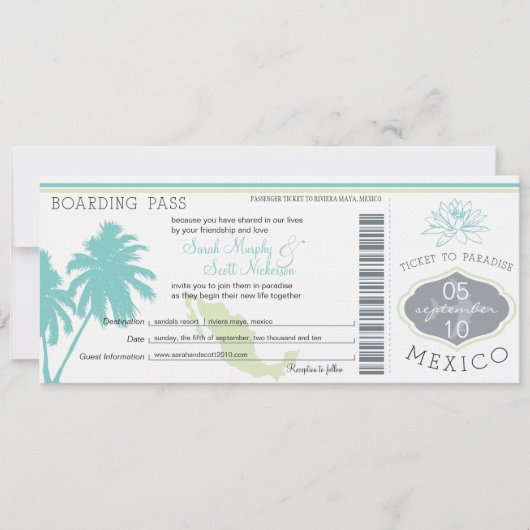 Boarding Pass to Mexico Kaart (Voorkant)