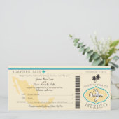 Boarding Pass to Mexico Wedding Invitation Kaart (Staand voorkant)