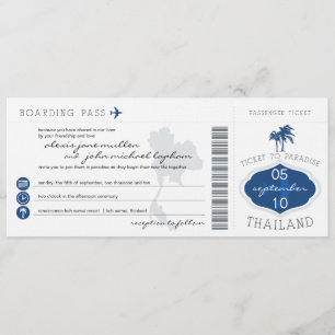 Boarding Pass to Thailand Wedding Invitation Kaart