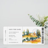 Boarding Pass Toscana Italië Bruiloft Save The Dat Date (Staand voorkant)