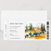 Boarding Pass Toscana Italië Bruiloft Save The Dat Date (Voorkant / Achterkant)