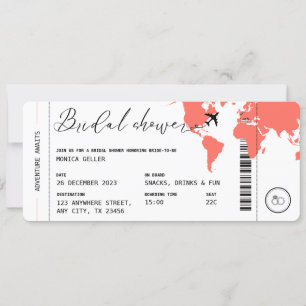 Boarding Pass Travel thema koraal Vrijgezellenfees Kaart