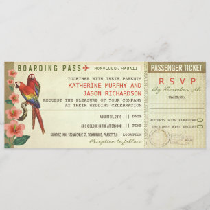 Boarding Pass trouwkaarten met RSVP Kaart
