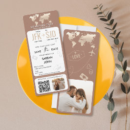 Boarding Pass vliegticket bestemming met foto Kaart