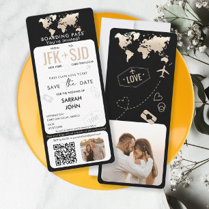 Boarding Pass vliegticket bestemming met foto Kaart