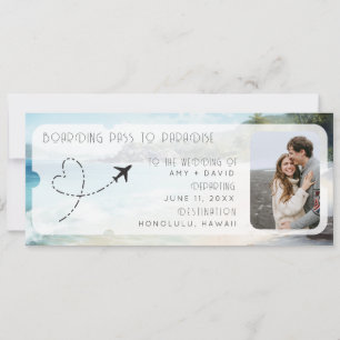 Boarding Pass voor Paradise QR Code Wedding Kaart
