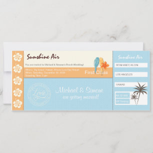 Boarding Pass Weddenschap Uitnodiging blauw oranje