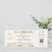 Boarding Pass Wedding Invitation Kaart (Staand voorkant)