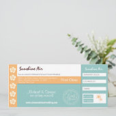 Boarding Pass Wedding Invitation turquoise sinaasa Kaart (Staand voorkant)