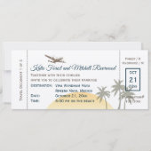 boarding Pass Wedding on ecru Uitnodiging (Voorkant)