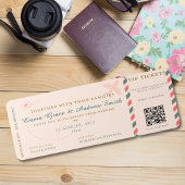 Boarding Pass Wedding RSVP QR Code Vliegticket Kaart