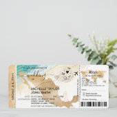 Boarding Pass Wereldkaart Mexico Beach RSVP Kaart (Staand voorkant)